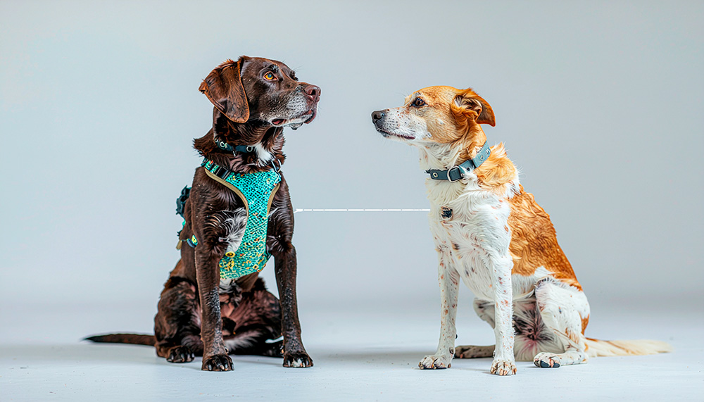 Confronto tra pettorina ad H e collare per cani